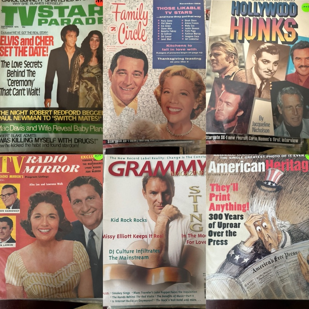 Vintage Magazine Lot 1950–1990TV Radio Mirror, Family Circle 1956, Elvis Cher